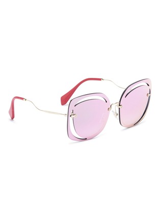 Figure View - Click To Enlarge - MIU MIU - Cutout mirror square sunglasses