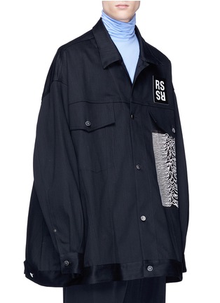 Front View - Click To Enlarge - RAF SIMONS - 'Joy Division' graphic print oversized raw denim jacket