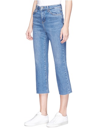 Front View - Click To Enlarge - TOPSHOP - 'Moto Dree' cropped kick flare jeans