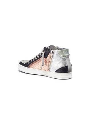 Detail View - Click To Enlarge - P448 - Metallic honeycomb effect panelled high top sneakers