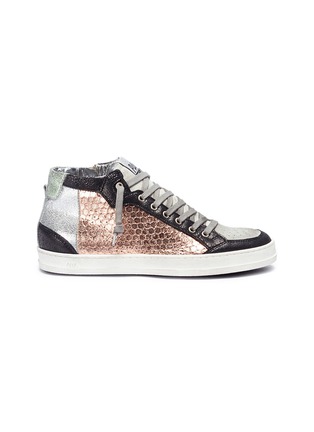 Main View - Click To Enlarge - P448 - Metallic honeycomb effect panelled high top sneakers