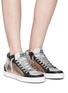 Figure View - Click To Enlarge - P448 - Metallic honeycomb effect panelled high top sneakers