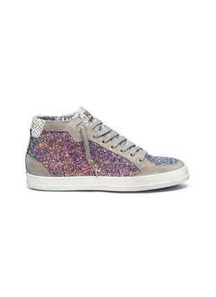 Main View - Click To Enlarge - P448 - Coarse glitter high top suede sneakers