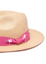 Detail View - Click To Enlarge - G.VITERI - Flamingo embroidered ribbon toquilla straw fedora hat