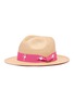 Figure View - Click To Enlarge - G.VITERI - Flamingo embroidered ribbon toquilla straw fedora hat