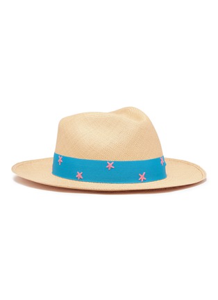 Main View - Click To Enlarge - G.VITERI - Starfish embroidered ribbon toquilla straw hat
