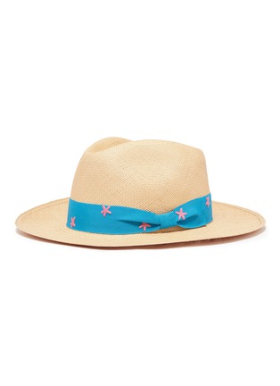 Figure View - Click To Enlarge - G.VITERI - Starfish embroidered ribbon toquilla straw hat