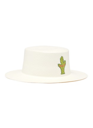 Main View - Click To Enlarge - G.VITERI - Cactus embroidered toquilla straw boater hat