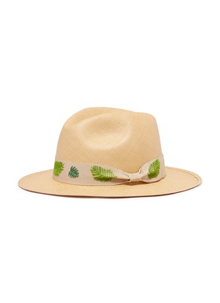 Figure View - Click To Enlarge - G.VITERI - Palm leaf embroidered ribbon toquilla straw fedora hat