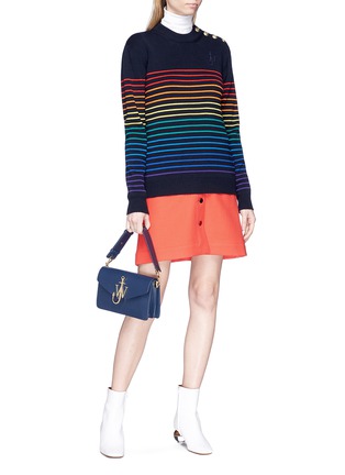 Detail View - Click To Enlarge - JW ANDERSON - Rainbow stripe intarsia wool unisex sweater