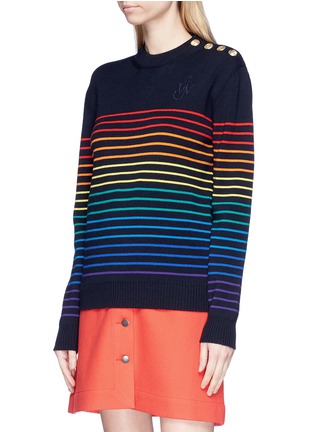 Front View - Click To Enlarge - JW ANDERSON - Rainbow stripe intarsia wool unisex sweater