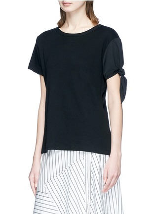 Front View - Click To Enlarge - JW ANDERSON - Asymmetric knot sleeve T-shirt