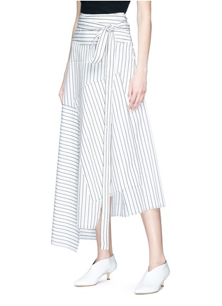 Front View - Click To Enlarge - JW ANDERSON - Stripe patchwork wrap poplin maxi skirt