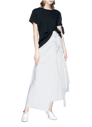 Figure View - Click To Enlarge - JW ANDERSON - Stripe patchwork wrap poplin maxi skirt