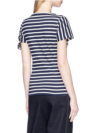 Back View - Click To Enlarge - JW ANDERSON - Asymmetric knot sleeve stripe unisex T-shirt