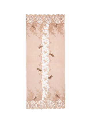 Main View - Click To Enlarge - JANAVI - Lace panel dragonfly embellished cashmere scarf