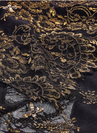 Detail View - Click To Enlarge - JANAVI - 'Summer Night Dream' lace panel insect embellished cashmere scarf