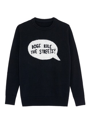 Main View - Click To Enlarge - EGLE ZVIRBLYTE X LANE CRAWFORD - 'Dogs Rule The Streets' slogan intarsia unisex wool sweater
