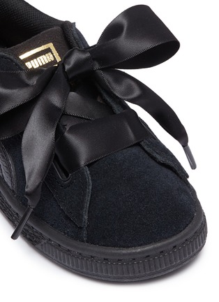 Detail View - Click To Enlarge - PUMA - 'Suede Heart' ribbon lace-up toddler sneakers