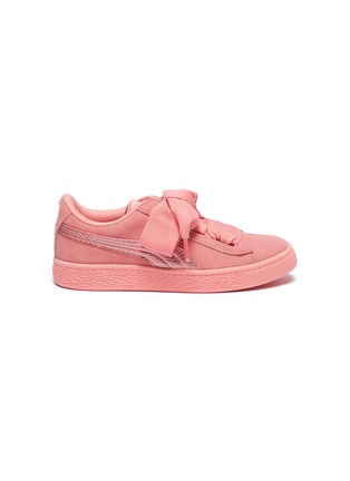 Main View - Click To Enlarge - PUMA - 'Suede Heart' ribbon lace-up kids sneakers
