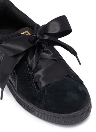 Detail View - Click To Enlarge - PUMA - 'Suede Heart' ribbon lace-up kids sneakers