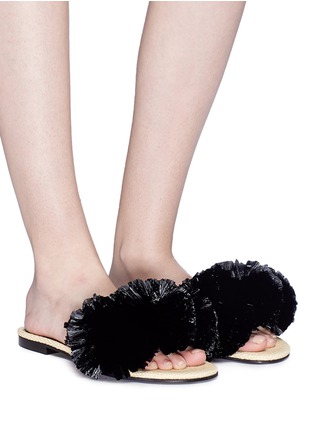 Figure View - Click To Enlarge - AVEC MODÉRATION - 'Bora Bora' pompom leather slide sandals