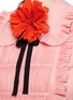 Detail View - Click To Enlarge - GUCCI - Floral brooch ribbon tie ruffle voile dress