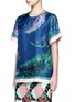 Front View - Click To Enlarge - EMILIO PUCCI - Feather print silk twill top