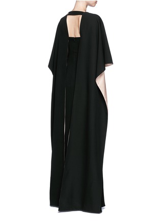 Back View - Click To Enlarge - VALENTINO GARAVANI - Open back cape sleeve silk gown