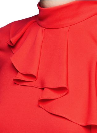 Detail View - Click To Enlarge - EMILIO PUCCI - Cutout shoulder ruffle cady top