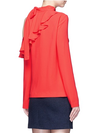 Back View - Click To Enlarge - EMILIO PUCCI - Cutout shoulder ruffle cady top