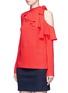 Front View - Click To Enlarge - EMILIO PUCCI - Cutout shoulder ruffle cady top