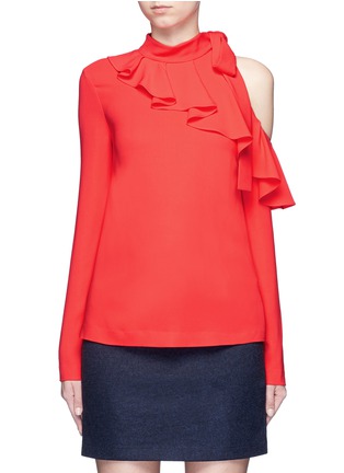 Main View - Click To Enlarge - EMILIO PUCCI - Cutout shoulder ruffle cady top