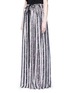 Front View - Click To Enlarge - LANVIN - Stripe floral print silk maxi skirt