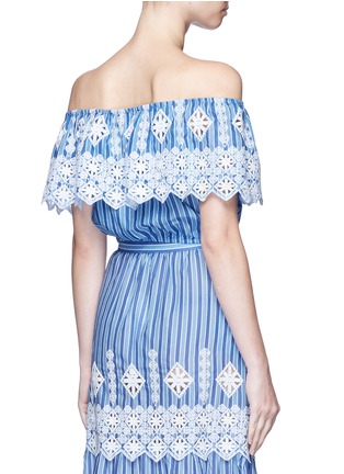Back View - Click To Enlarge - MIGUELINA - 'Dakota' embroidered stripe cropped off-shoulder top