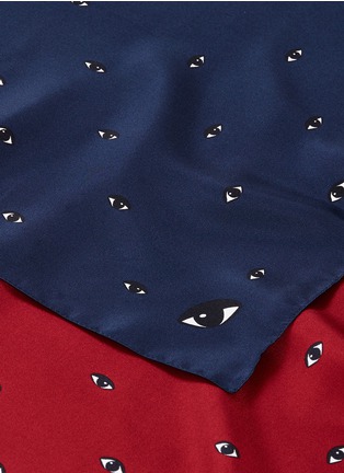 Detail View - Click To Enlarge - KENZO - Eye print colourblock silk satin bandana