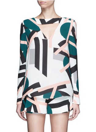 Main View - Click To Enlarge - C/MEO COLLECTIVE - 'All Cried Out' cutout art deco print top