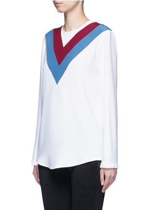 Front View - Click To Enlarge - STELLA MCCARTNEY - 'Alida' football stripe cady top