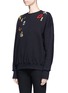 Front View - Click To Enlarge - ALEXANDER MCQUEEN - Obsession charm embellished fleece sweatshirt