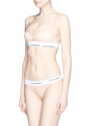 Figure View - Click To Enlarge - CALVIN KLEIN UNDERWEAR - 'Modern' logo band lace bikini briefs