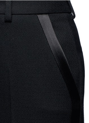Detail View - Click To Enlarge - SAINT LAURENT - Satin trim textured wool pants