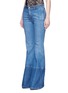 Front View - Click To Enlarge - ALEXANDER MCQUEEN - Contrast wash flared denim pants