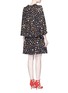 Back View - Click To Enlarge - ALEXANDER MCQUEEN - Obsession print slit sleeve cape dress