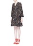 Front View - Click To Enlarge - ALEXANDER MCQUEEN - Obsession print slit sleeve cape dress