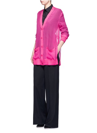 Figure View - Click To Enlarge - GIVENCHY - Wool and chiffon oversized cardigan
