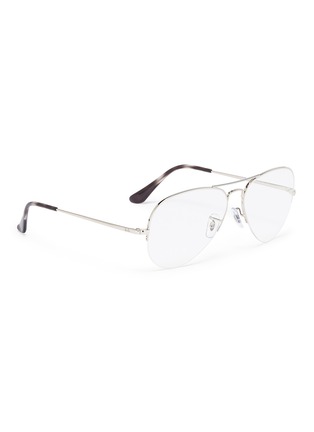 Figure View - Click To Enlarge - RAY-BAN - 'Gaze' tortoiseshell rim metal aviator optical glasses