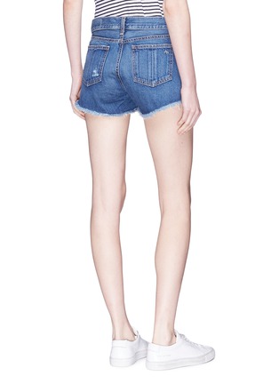 Back View - Click To Enlarge - RAG & BONE - Frayed cuff cutoff denim shorts