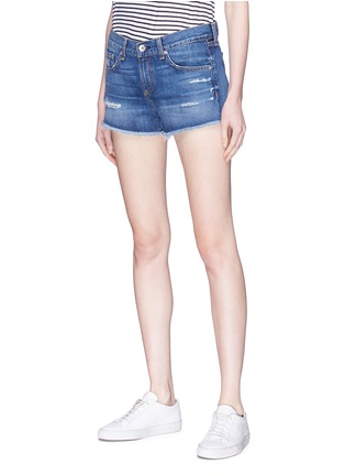 Front View - Click To Enlarge - RAG & BONE - Frayed cuff cutoff denim shorts