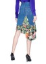 Back View - Click To Enlarge - JINNNN - Asymmetric floral print panel denim skirt