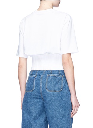 Back View - Click To Enlarge - JINNNN - Logo embroidered gathered waist T-shirt